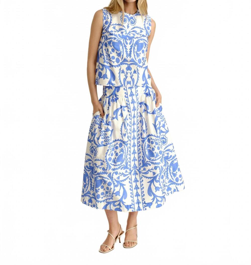 NEW CARTOLINA NANTUCKET linda top in provence blue faraway print
